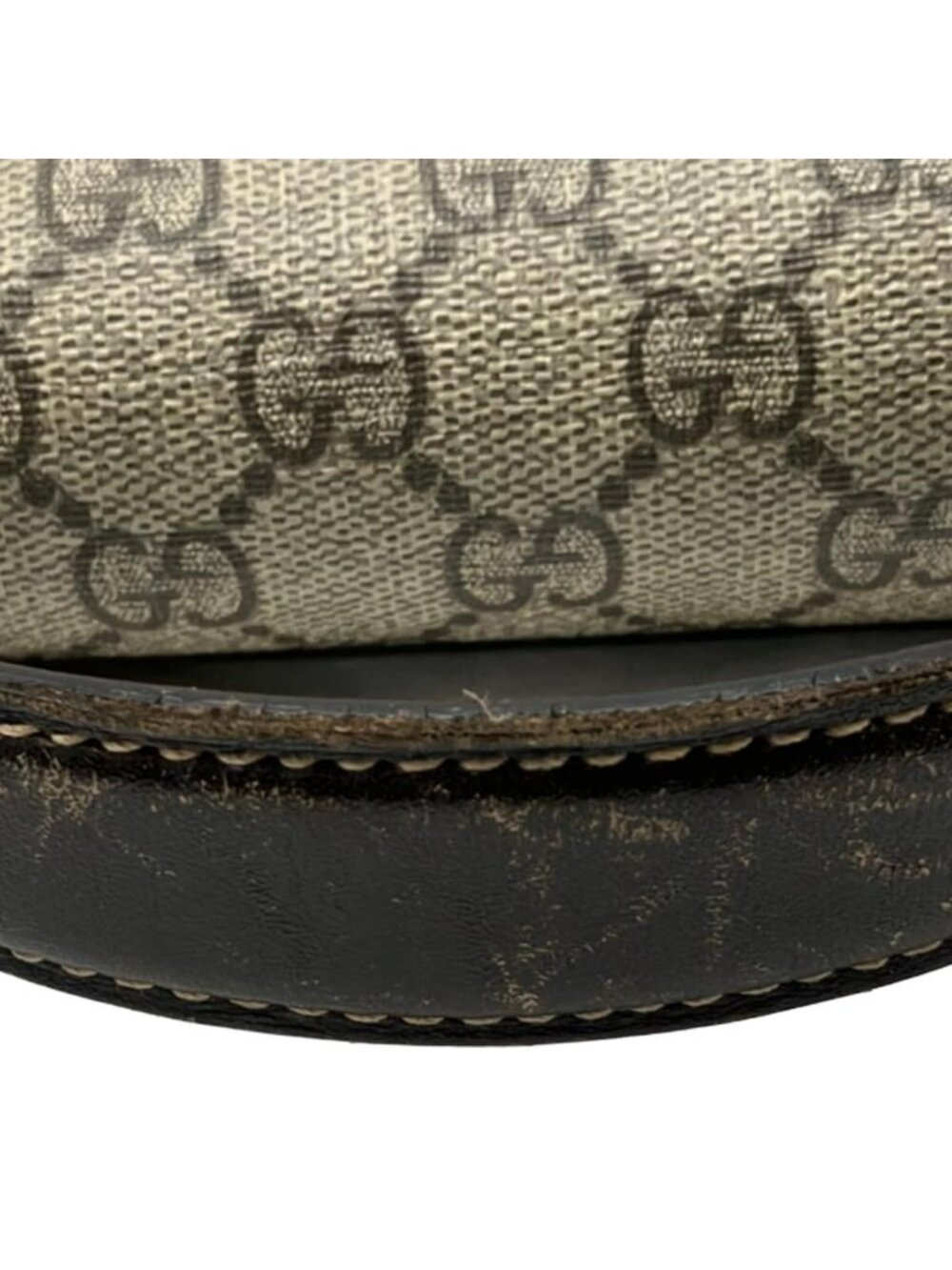 Gucci Handbag GG Plus Supreme Beige Dark Brown Leather - Picture 10 of 10